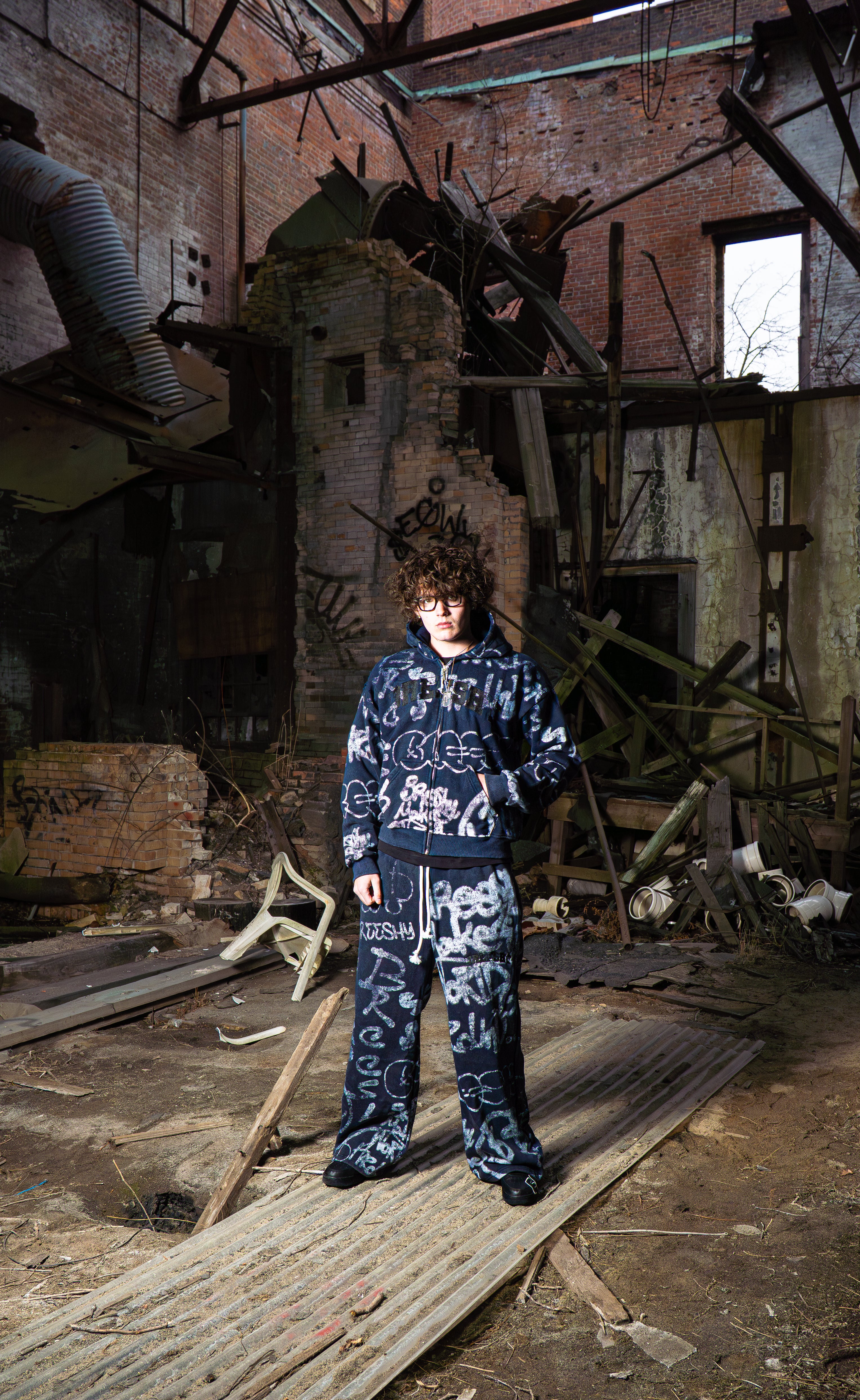 True Navy Breeshy Graffiti Sweatsuit