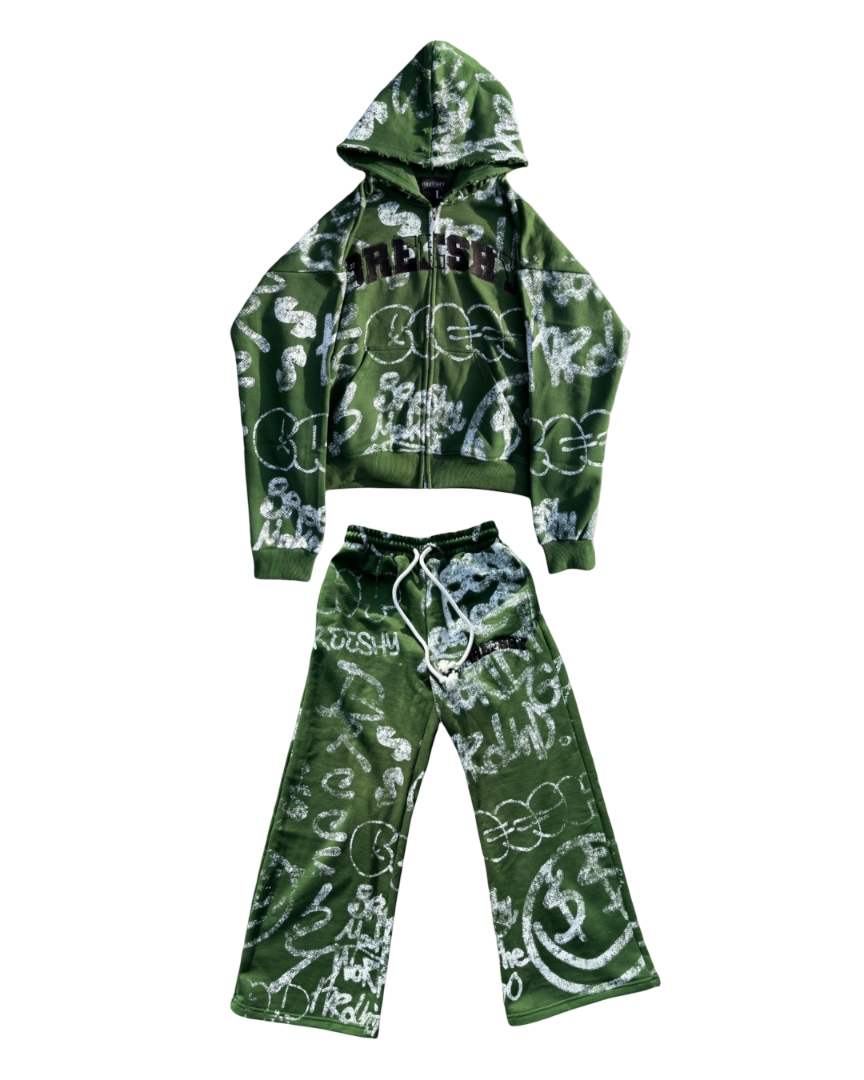 True Green Breeshy Graffiti Sweatsuit